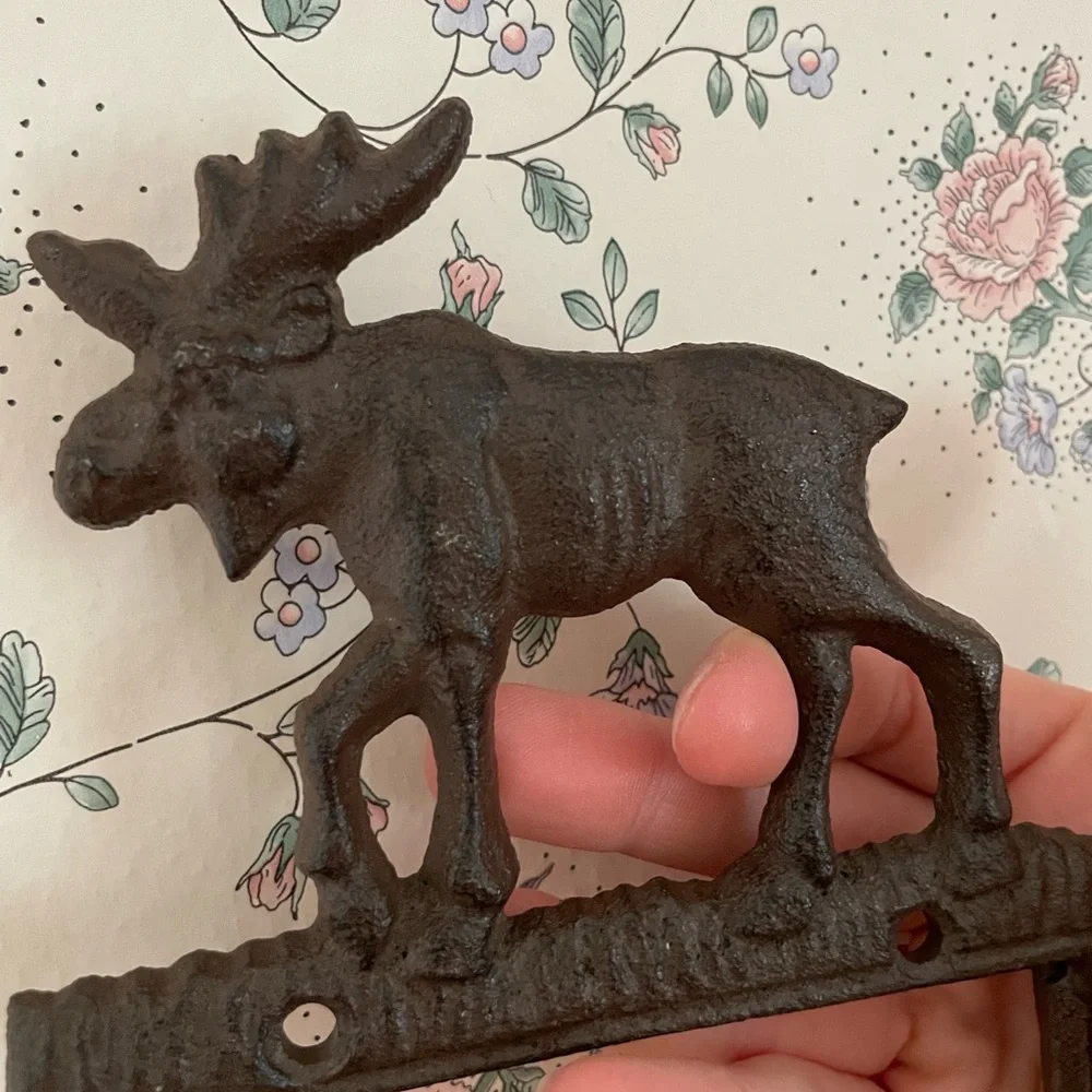 Rustic Black/Brown Cast Moose Wall Hook - Decorative Home Wall Decor